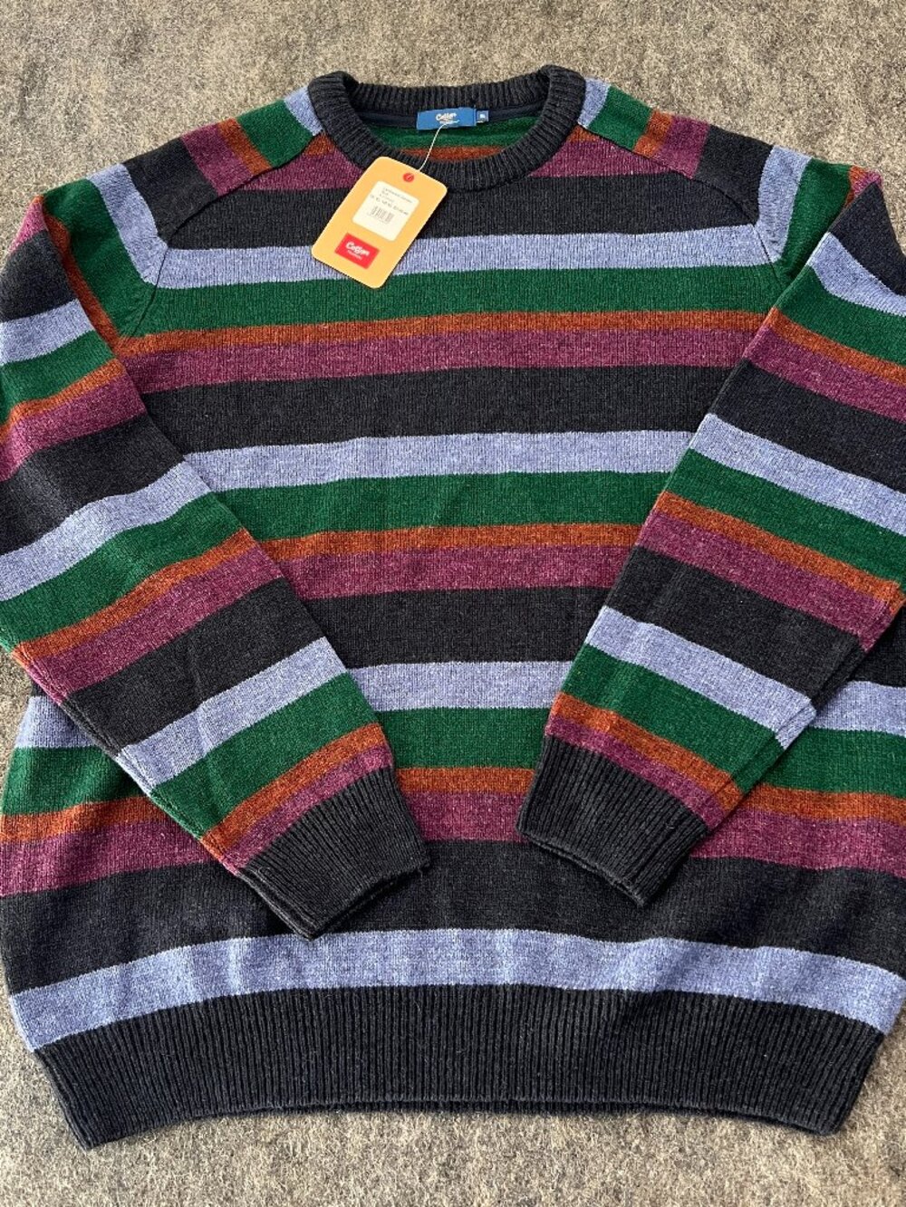 Cotton Traders crewneck striped lambswool blend sweater NWT mens XL